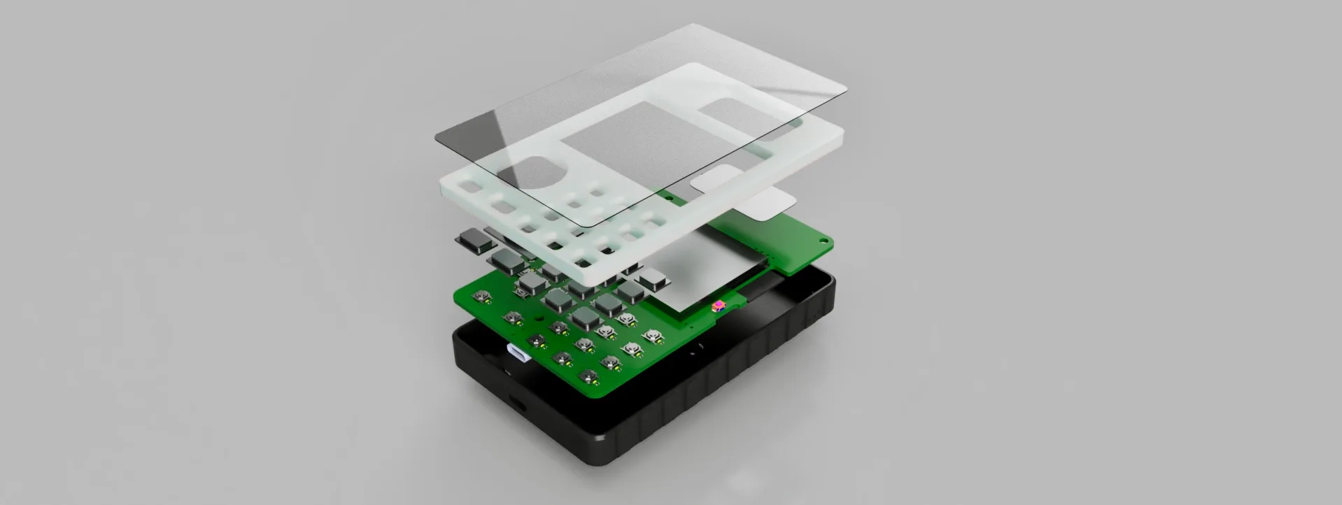 QuePay enterprise hardware — layered device construction